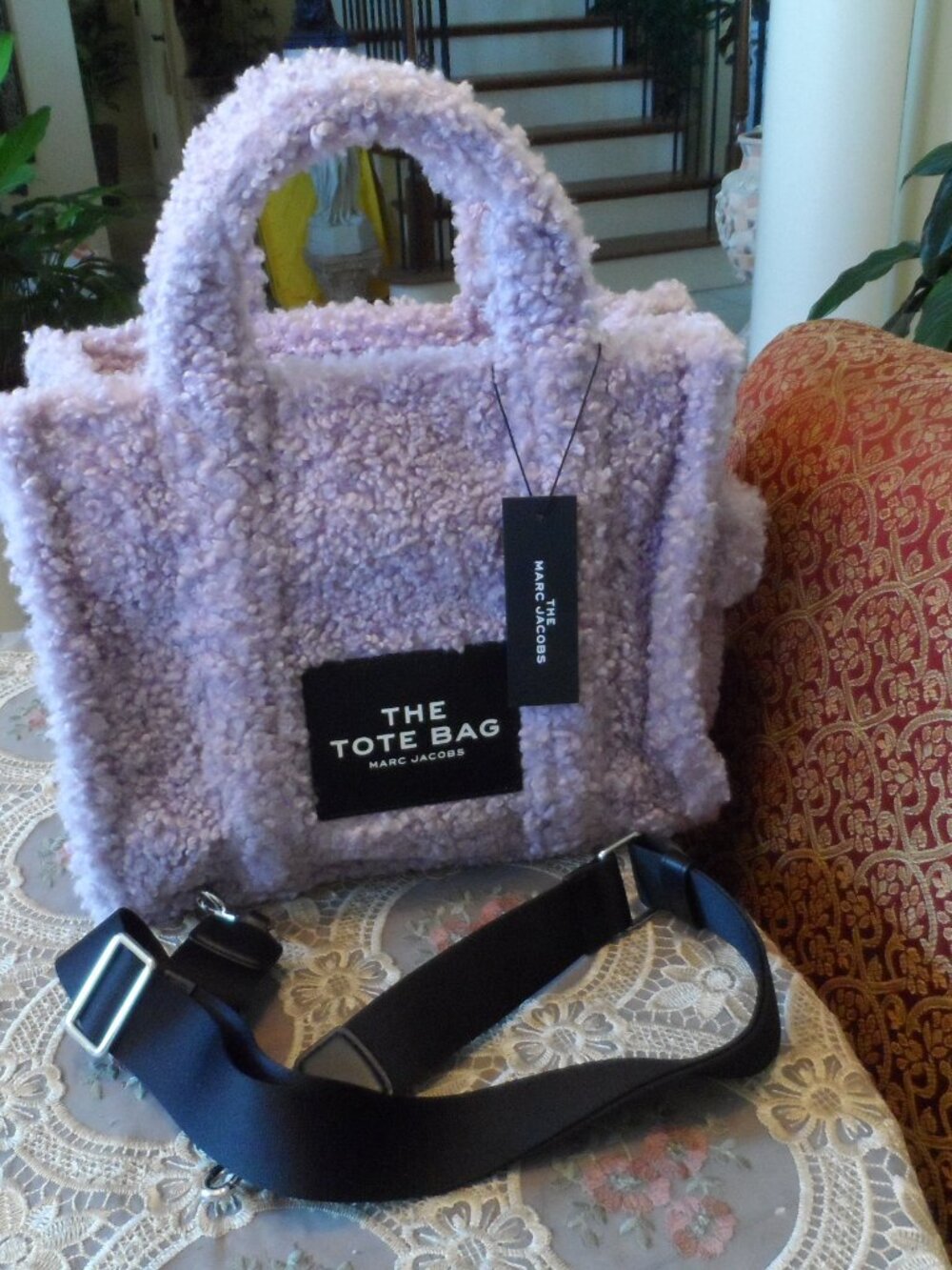 New Marc Jacobs Artic Dust Purple Faux Fur "The Medium Tote Bag"